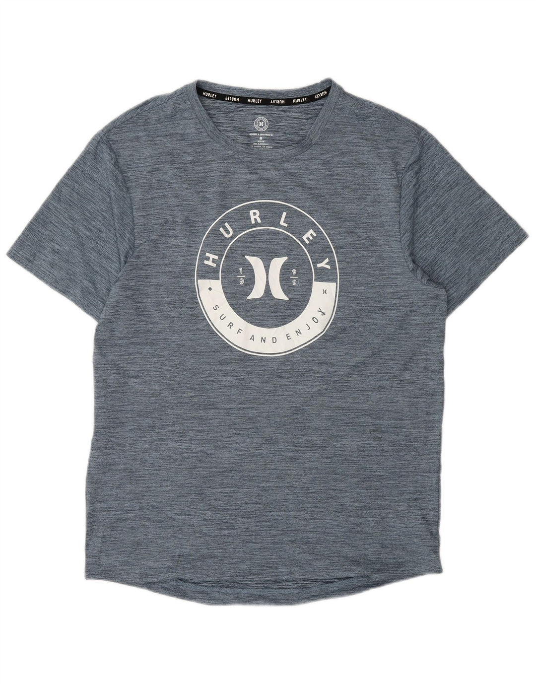 Hurley Mens Graphic T-Shirt Top Medium Navy Blue Flecked Polyester