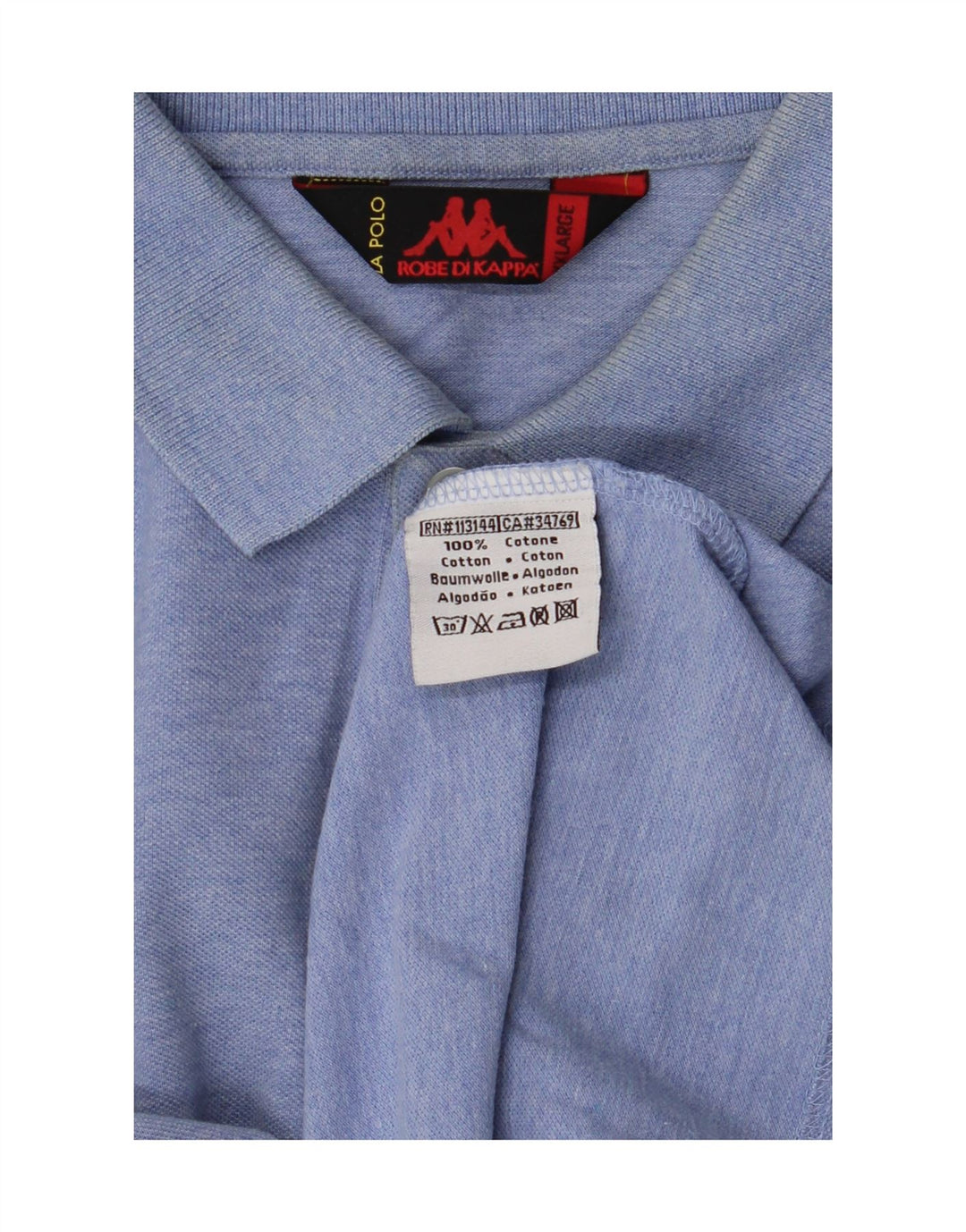 KAPPA Mens Long Sleeve Polo Shirt Large Blue Cotton