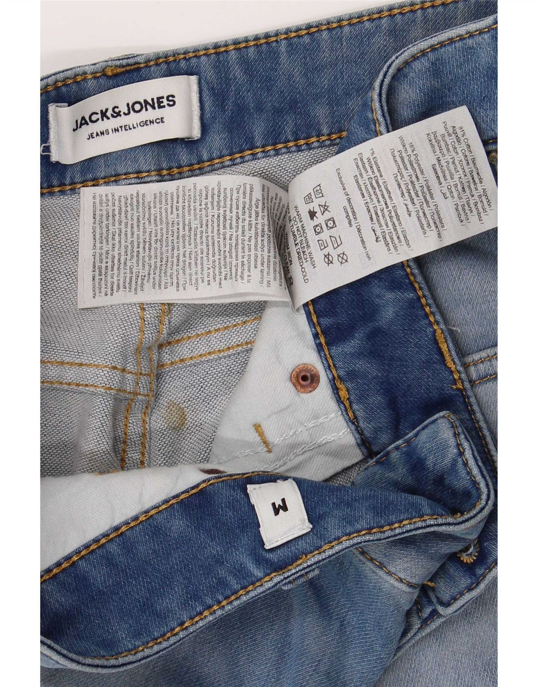Jack & Jones Mens Denim Shorts Medium W32 Blue Cotton