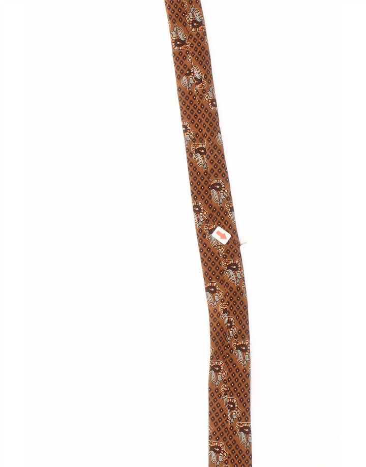 Yves Saint Laurent Mens Tie One Size Brown Geometric Silk Classic