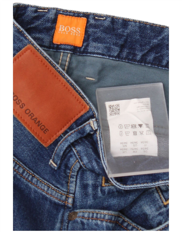 HUGO BOSS Mens Straight Jeans W34 L30 Blue Cotton