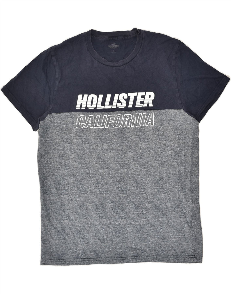 HOLLISTER Womens Graphic T-Shirt Top UK 16 Large Navy Blue Colourblock | Vintage Hollister | Thrift | Second-Hand Hollister | Used Clothing | Messina Hembry 