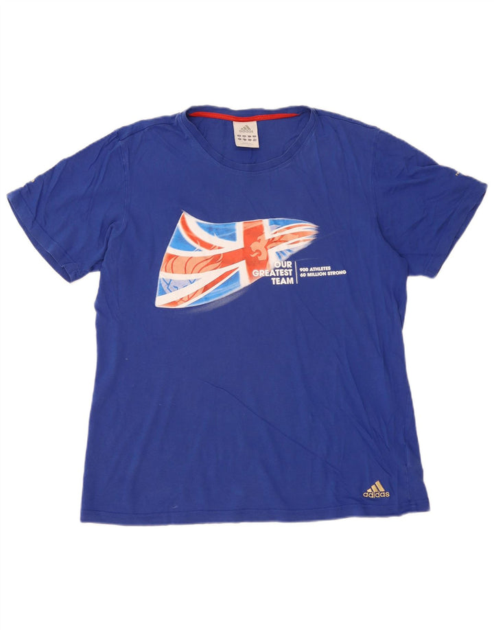 Adidas Mens Graphic T-Shirt Top Medium Blue Cotton