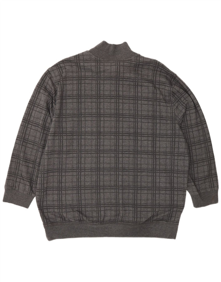 Nautica Mens Zip Neck Sweatshirt Jumper 2XL Grey Check