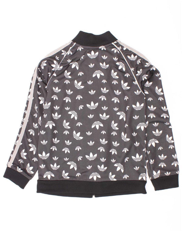 Adidas Girls Graphic Tracksuit Top Jacket 7-8 Years Grey Colourblock