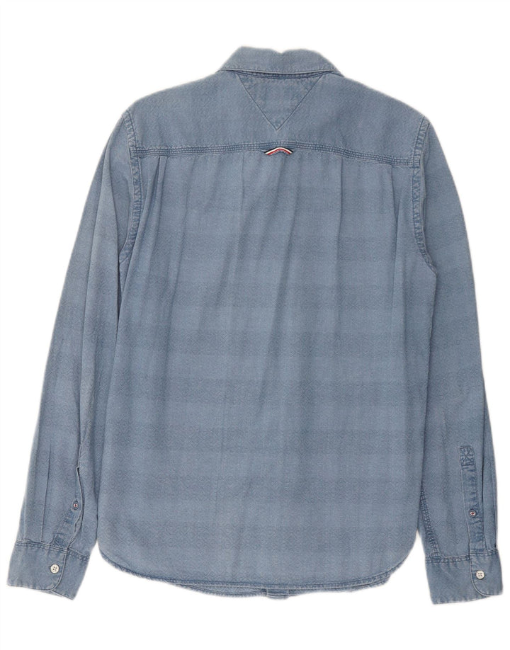 Tommy Hilfiger Mens Regular Fit Shirt Small Blue Geometric Cotton
