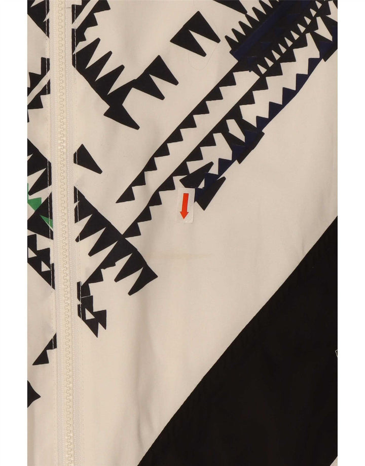 Vintage Mens Tracksuit Top Jacket Large White Geometric