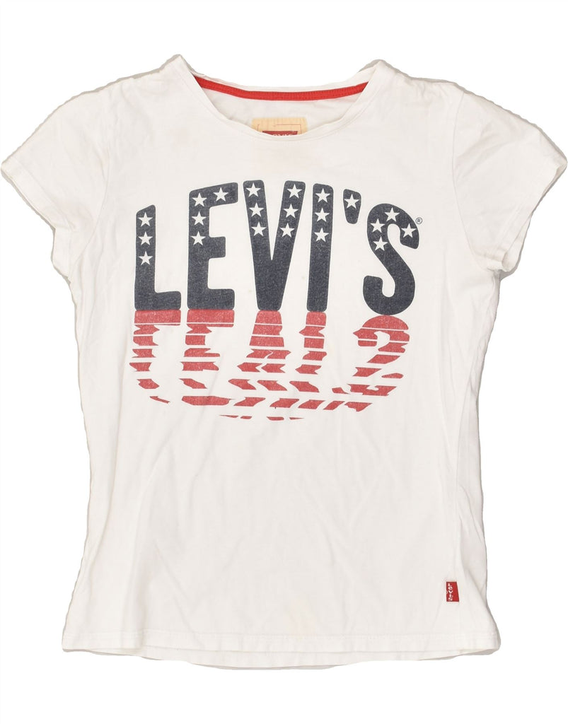 LEVI'S Girls Graphic T-Shirt Top 11-12 Years Off White Cotton | Vintage Levi's | Thrift | Second-Hand Levi's | Used Clothing | Messina Hembry 