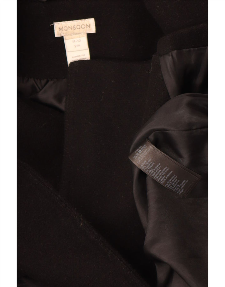Monsoon Boys Hooded Pea Coat 11-12 Years Black Polyester