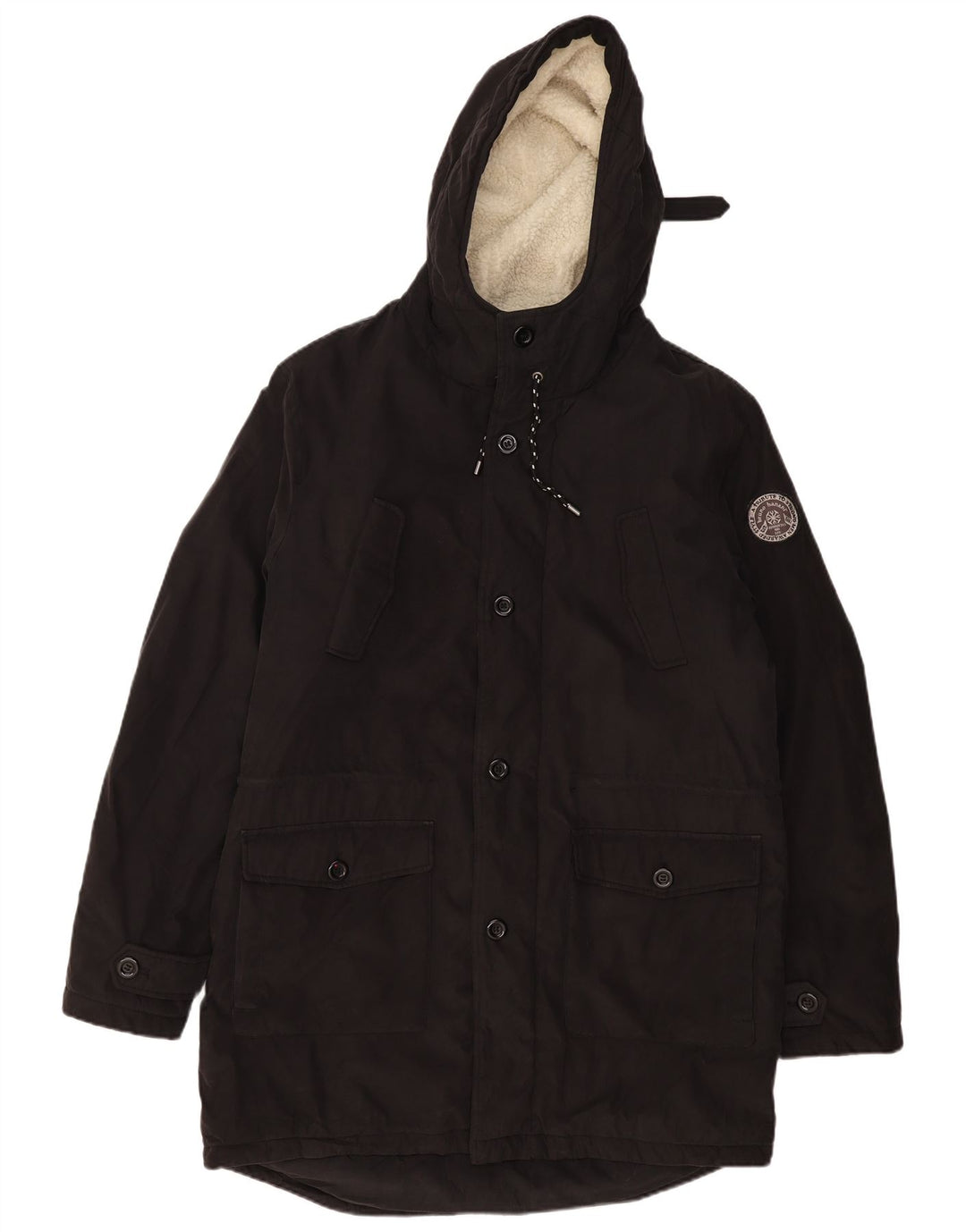 Bruno Banani Mens Hooded Parka Jacket UK 42 XL Black Polyamide