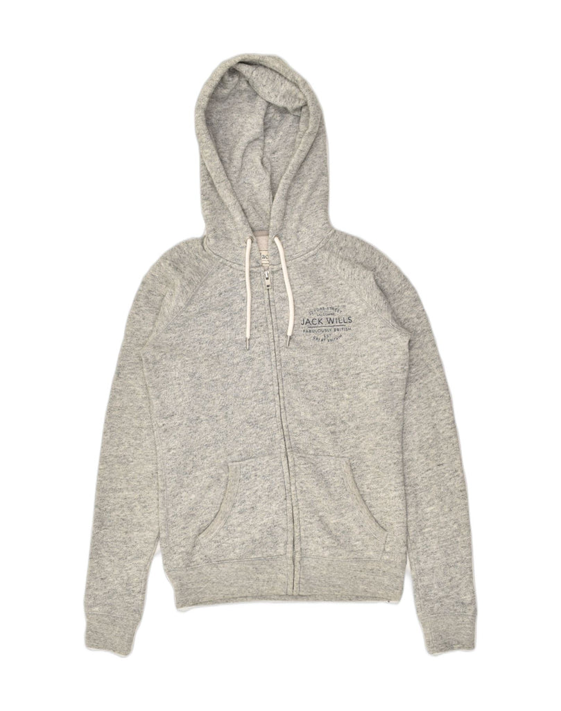 JACK WILLS Womens Zip Hoodie Sweater UK 8 Small Grey Flecked Cotton | Vintage Jack Wills | Thrift | Second-Hand Jack Wills | Used Clothing | Messina Hembry 