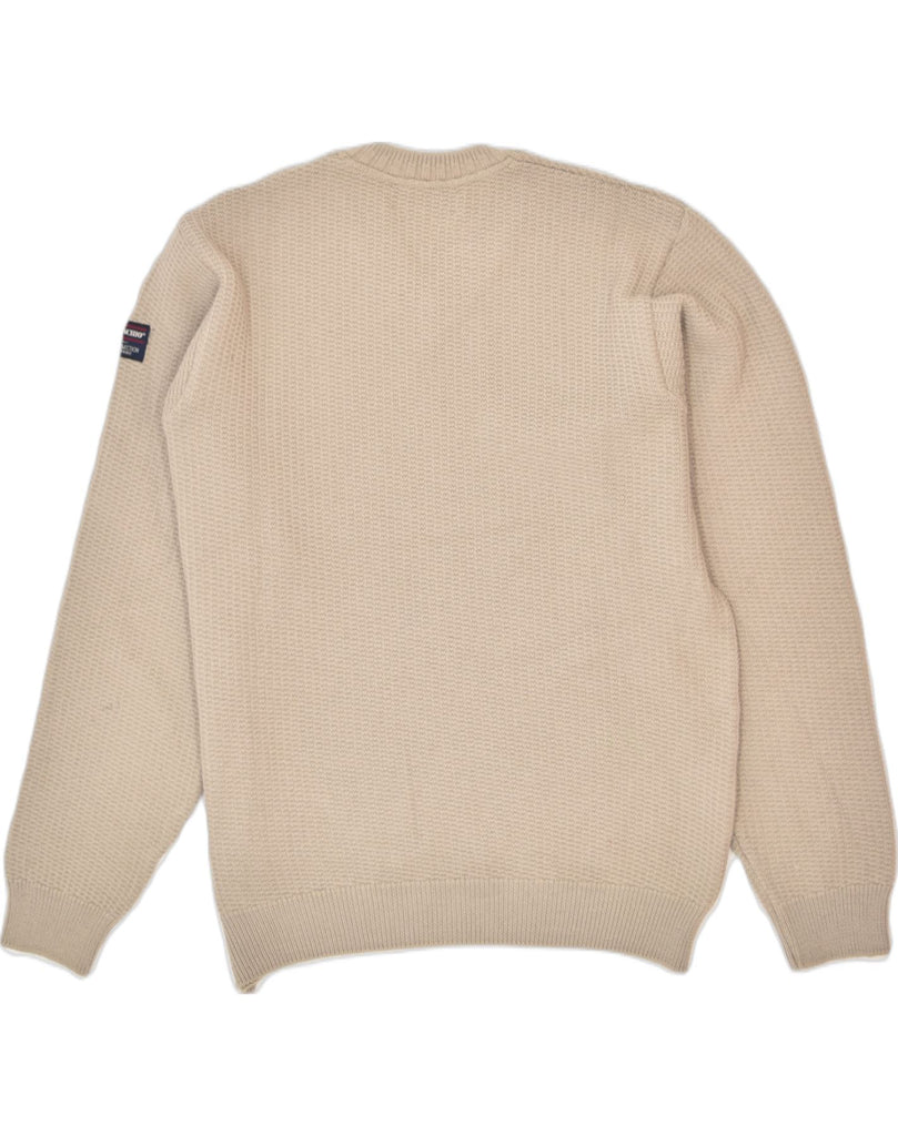 IL GRANCHIO Mens V-Neck Jumper Sweater Large Beige Acrylic | Vintage | Thrift | Second-Hand | Used Clothing | Messina Hembry 