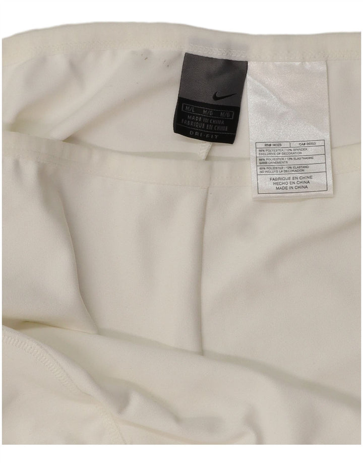 NIKE Womens Dri Fit Sport Shorts UK 12 Medium White Polyester