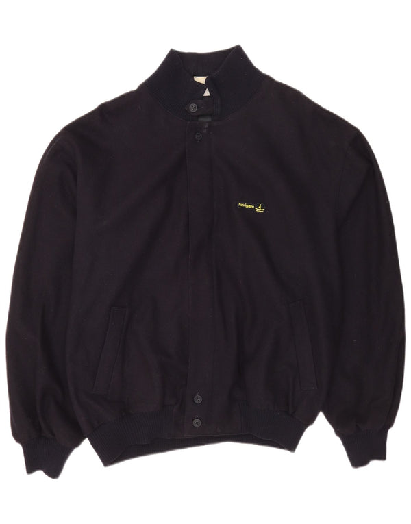 Navigare Mens Bomber Jacket UK 40 Large Navy Blue Wool