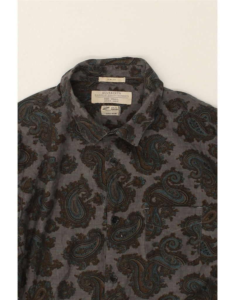 ALL SAINTS Mens Slim Fit Shirt Small Grey Paisley Cotton | Vintage All Saints | Thrift | Second-Hand All Saints | Used Clothing | Messina Hembry 