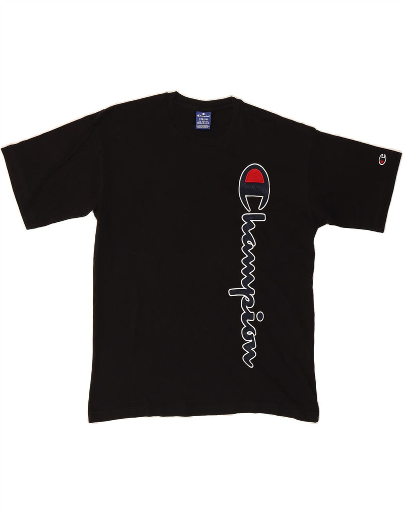 CHAMPION Mens Graphic T-Shirt Top Medium Black Cotton Vintage Champion and Second-Hand Champion from Messina Hembry 