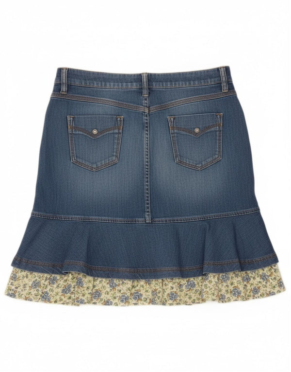 Luisa Spagnoli Womens Denim Tiered Skirt IT 44 Medium W32 Blue Floral