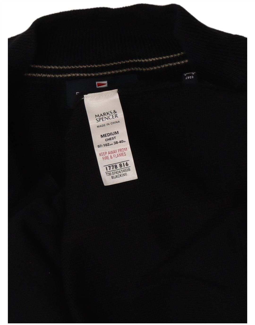 Marks & Spencer Mens Blue Harbour Cardigan Sweater Medium Navy Blue Cotton