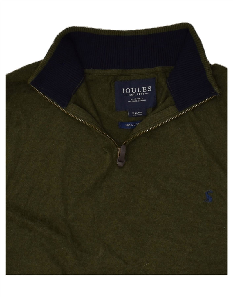 JOULES Mens Zip Neck Jumper Sweater XL Khaki Cotton | Vintage Joules | Thrift | Second-Hand Joules | Used Clothing | Messina Hembry 