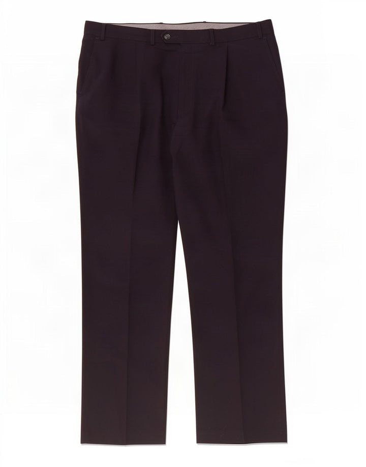 Marks & Spencer Mens Pegged Suit Trousers W40 L33 Navy Blue Polyester