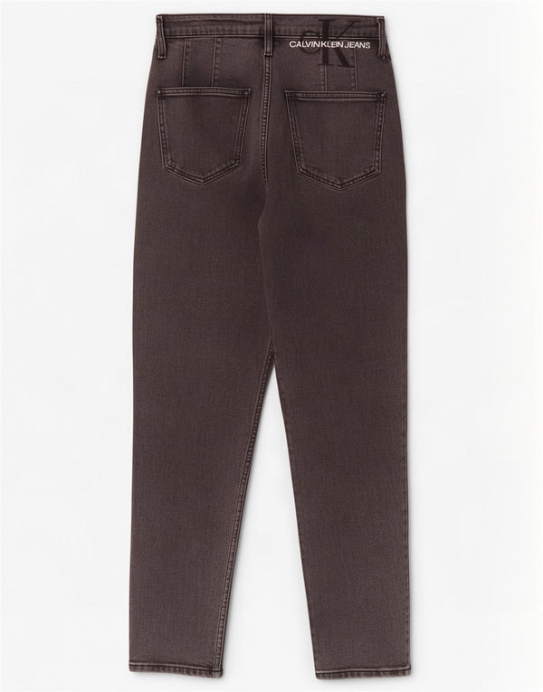 Calvin Klein Womens Graphic High Waist Tapered Jeans W30 L27 Grey Cotton