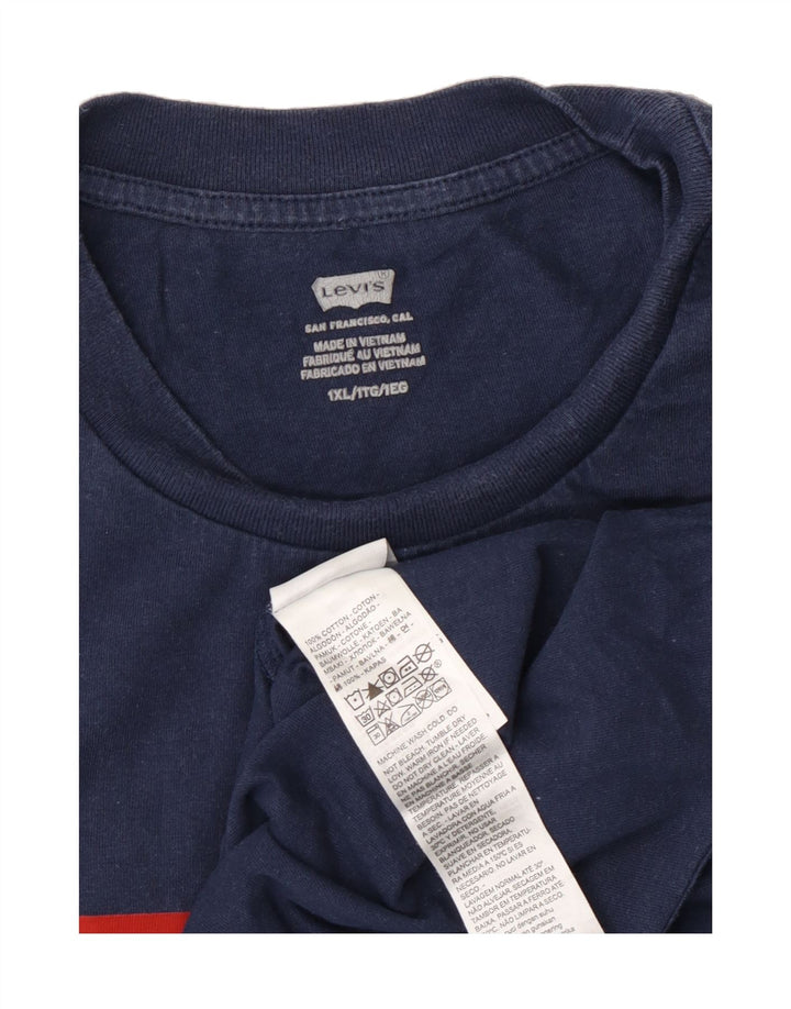 LEVI'S Mens Graphic T-Shirt Top XL Navy Blue Cotton Vintage Levi's and Second-Hand Levi's from Messina Hembry 