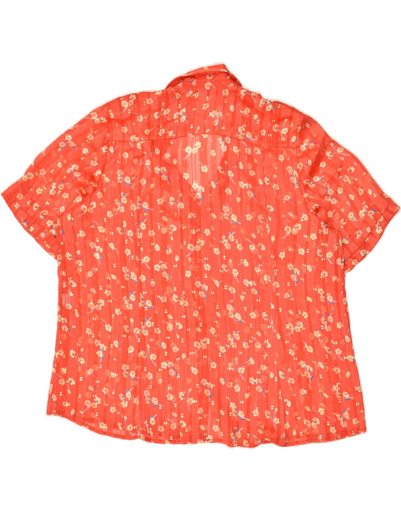 CARLA FERRONI Womens See Through Short Sleeve Shirt UK 20 2XL Red Floral | Vintage CARLA FERRONI | Thrift | Second-Hand CARLA FERRONI | Used Clothing | Messina Hembry 