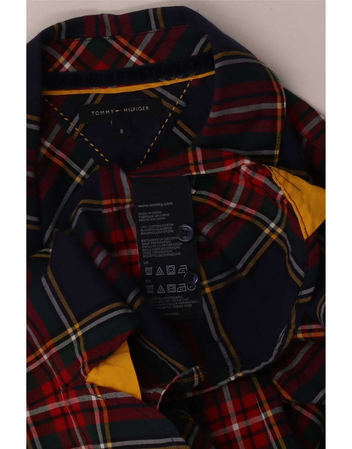 Tommy Hilfiger Womens Flannel Shirt US 8 Medium Navy Blue Check Cotton