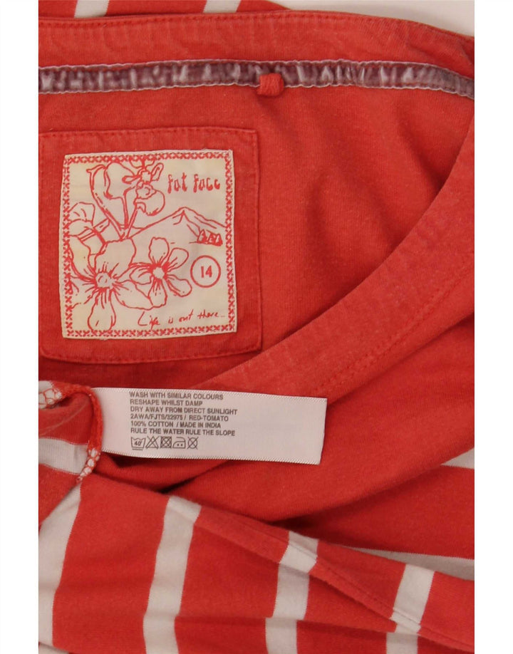 Fat Face Womens Regular Top Long Sleeve UK 14 Medium Red Striped Cotton
