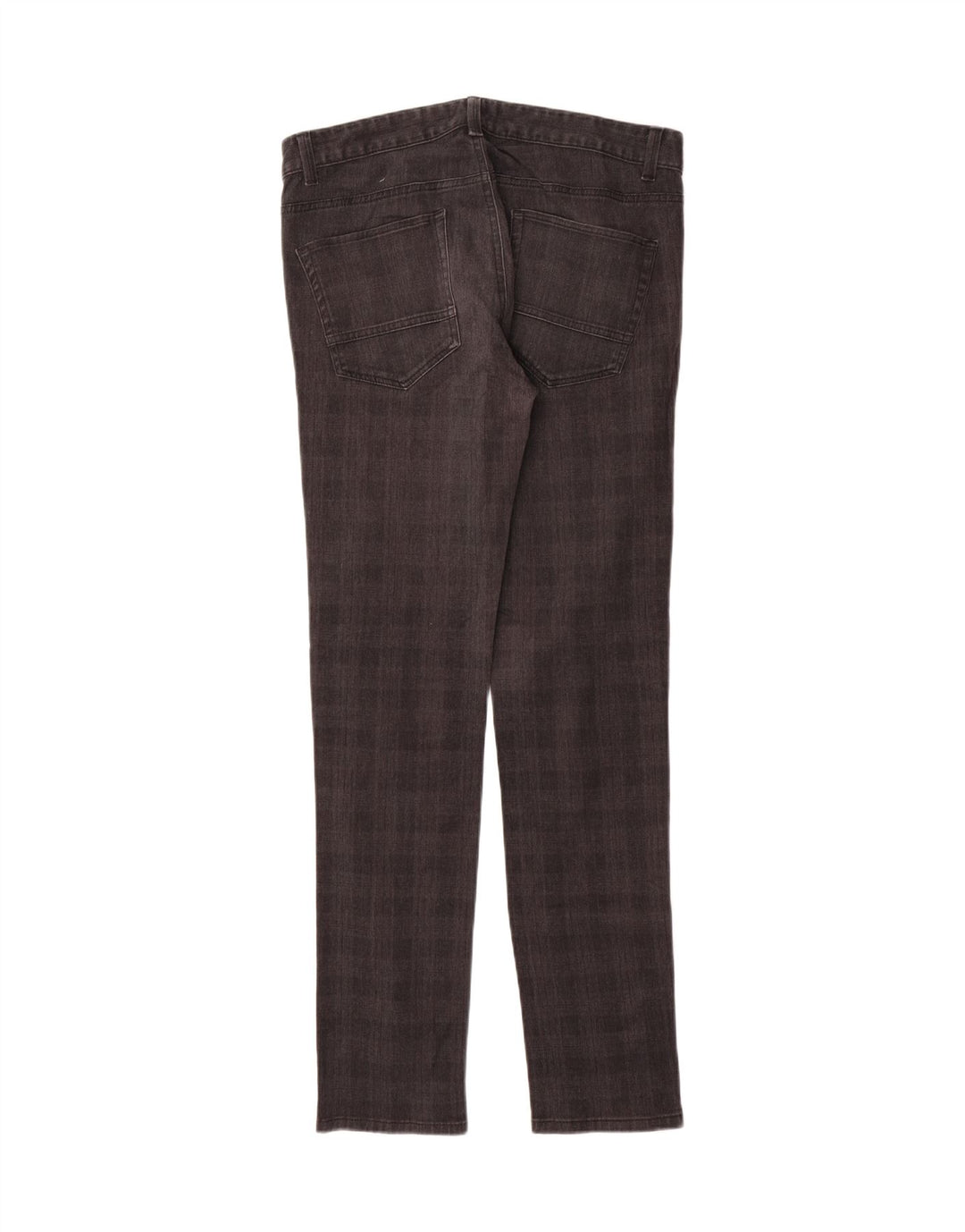 BENETTON Mens Slim Casual Trousers IT 48 Medium W32 L33 Grey Check Cotton