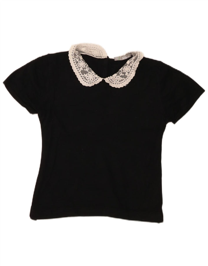 Marks & Spencer Womens Crop Blouse Top UK 12 Medium Black
