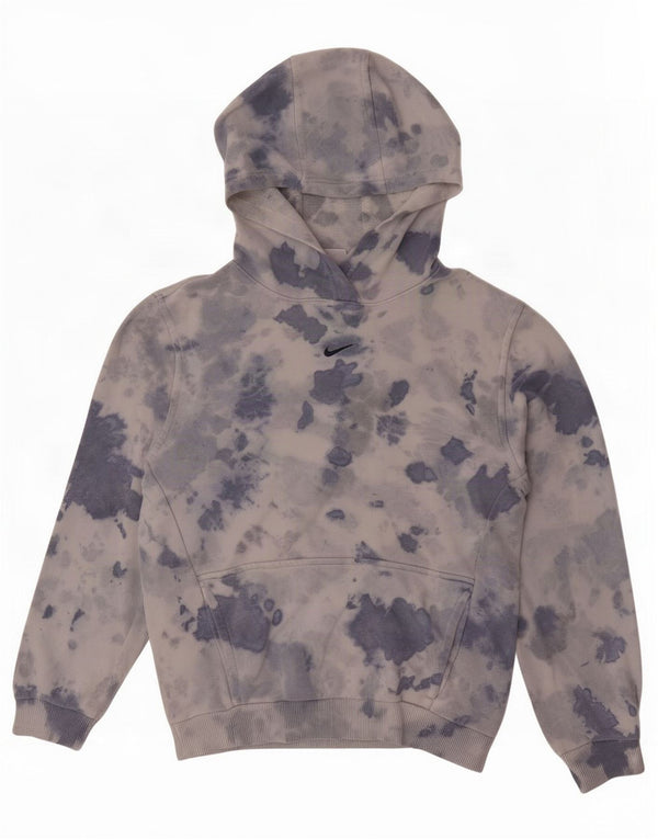 Nike Girls Hoodie Jumper 12-13 Years Large Blue Tie Dye Cotton