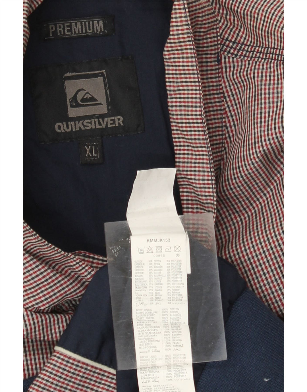 Quiksilver Mens Bomber Jacket UK 42 XL Red Gingham Cotton