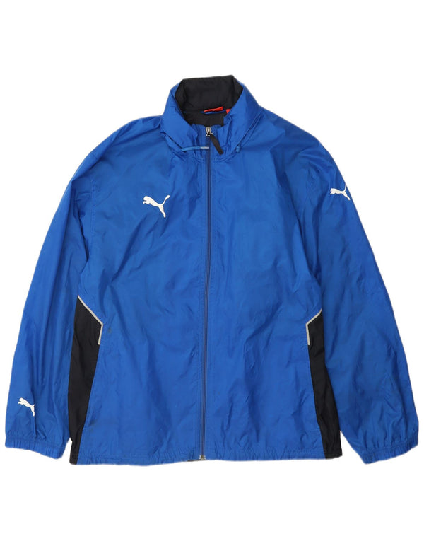 Puma Mens Hooded Rain Jacket UK 38 Medium Blue Colourblock Nylon