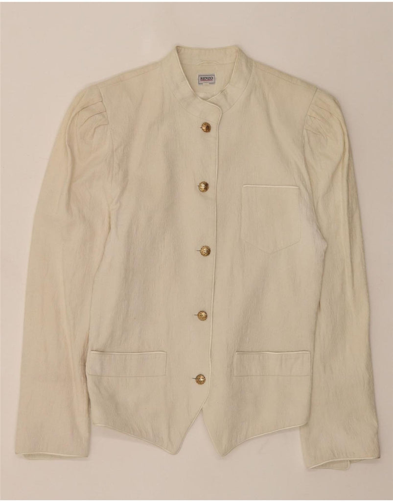 RENZO Womens 5 Button Blazer Jacket IT 36 XS Beige Cotton Vintage Renzo and Second-Hand Renzo from Messina Hembry 