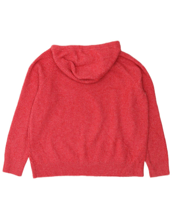 Marks & Spencer Womens Hooded Jumper Sweater UK 16 Large Pink Acrylic