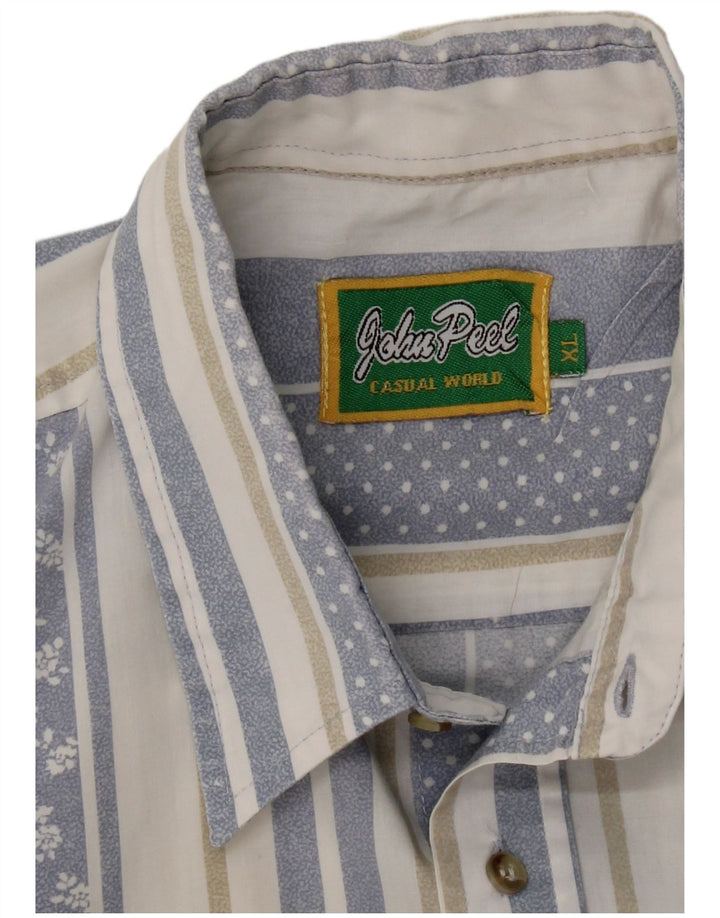 John Peel Mens Short Sleeve Shirt XL Blue Striped