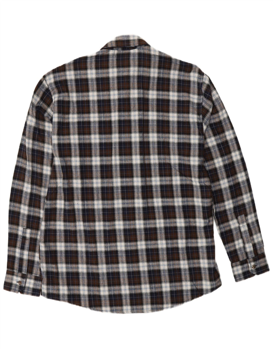 EUROPEAN PROJECT Mens Flannel Shirt Large Brown Check Cotton