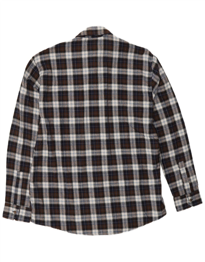 EUROPEAN PROJECT Mens Flannel Shirt Large Brown Check Cotton