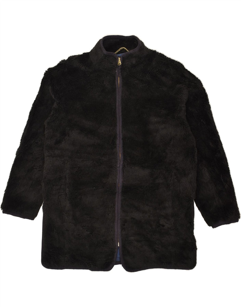 J. CREW Womens Teddy Bear Overcoat UK 14 Medium Black Polyester | Vintage J. Crew | Thrift | Second-Hand J. Crew | Used Clothing | Messina Hembry 