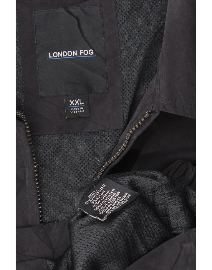 LONDON FOG Mens Bomber Jacket UK 44 2XL Navy Blue Polyester