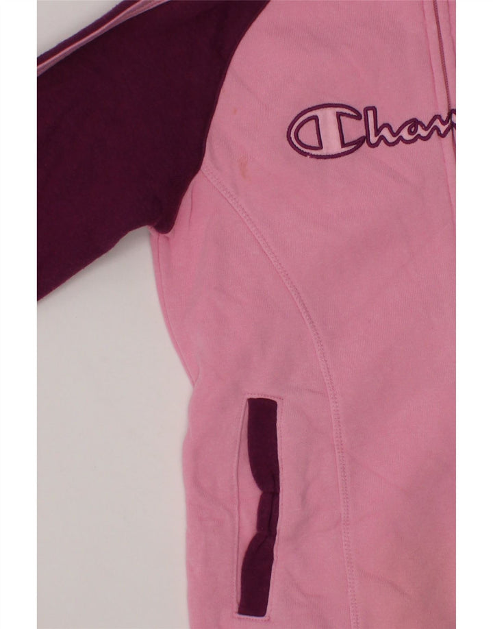 CHAMPION Girls Tracksuit Top Jacket 9-10 Years Medium  Pink Colourblock Vintage Champion and Second-Hand Champion from Messina Hembry 