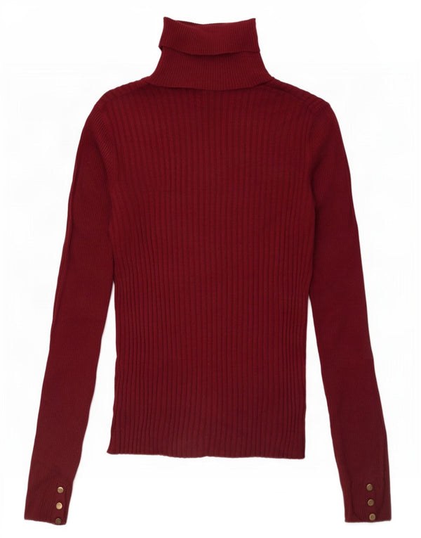 Lipsy Womens Roll Neck Jumper Sweater UK 14 Medium Burgundy Viscose