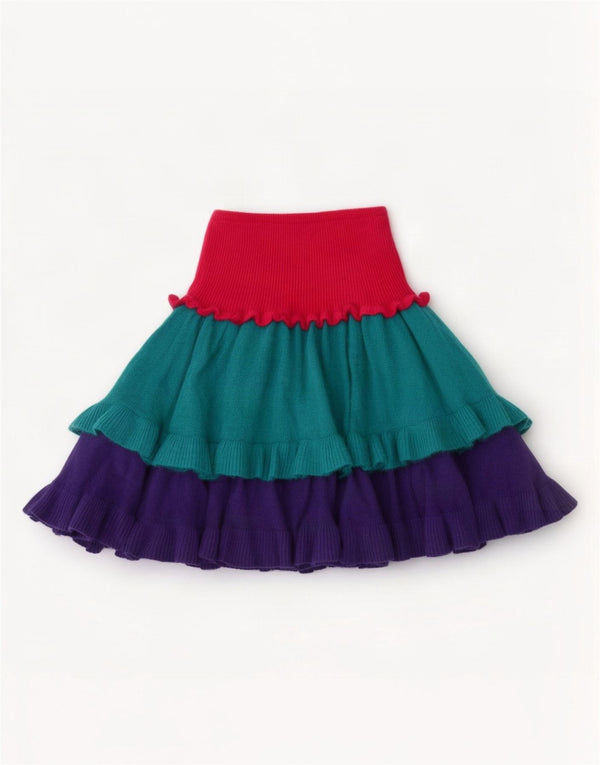 Blumarine Womens Knit Tiered Skirt W26 Small Multicoloured Colourblock Wool