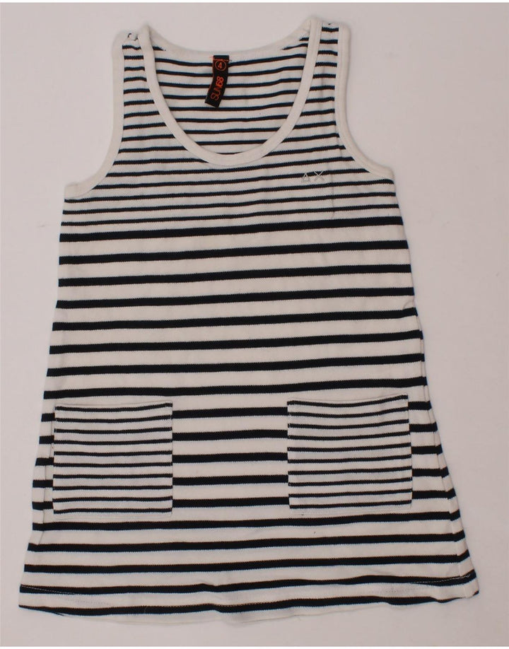 SUN68 Girls Vest Top 3-4 Years White Striped Cotton Vintage Sun68 and Second-Hand Sun68 from Messina Hembry 