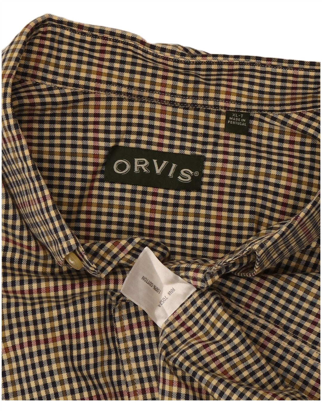 Orvis Mens Tall Shirt XL Multicoloured Gingham Cotton