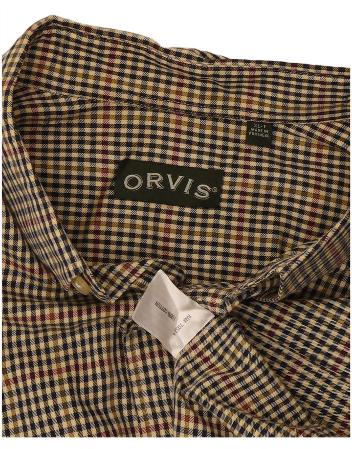 Orvis Mens Tall Shirt XL Multicoloured Gingham Cotton