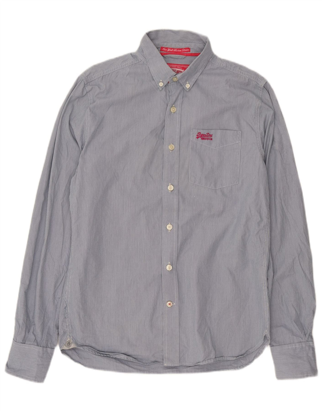 Superdry Mens Shirt Medium Blue Pinstripe Cotton