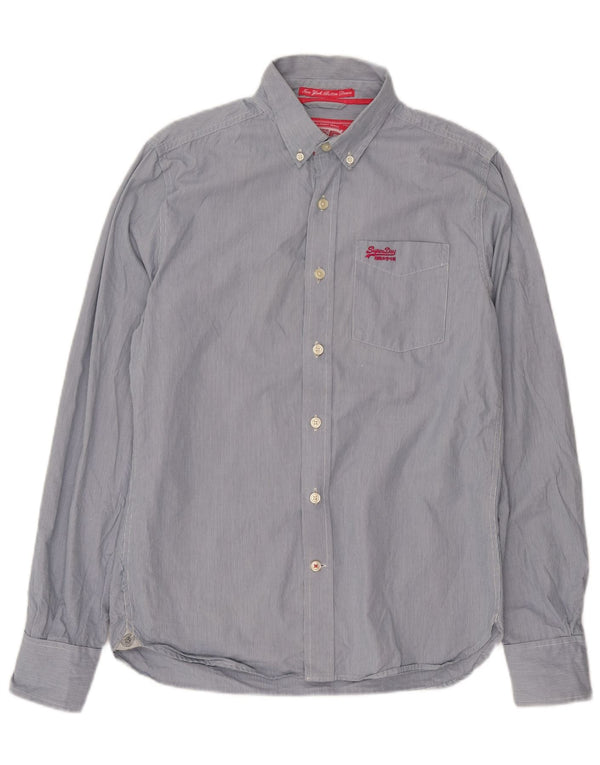 Superdry Mens Shirt Medium Blue Pinstripe Cotton