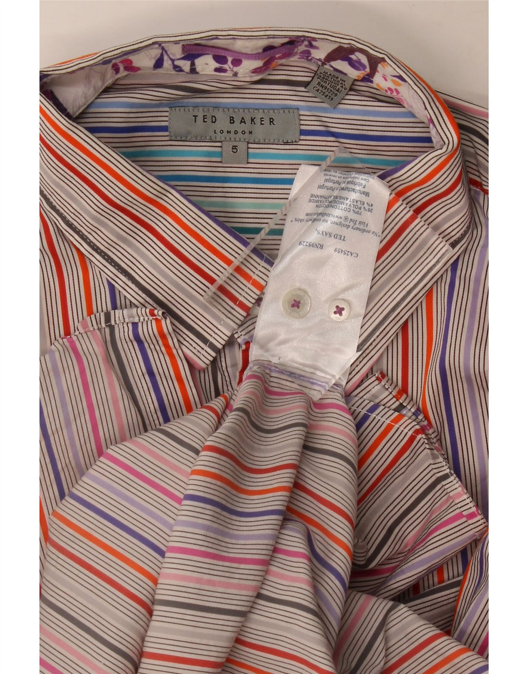 Ted Baker Mens Shirt Size 5 XL Multicoloured Striped Cotton
